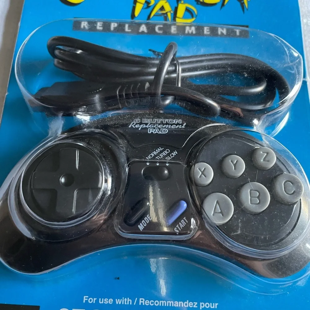 Genesis 6-Button Controller - Classic Black Gaming Pad Sealed Vintage